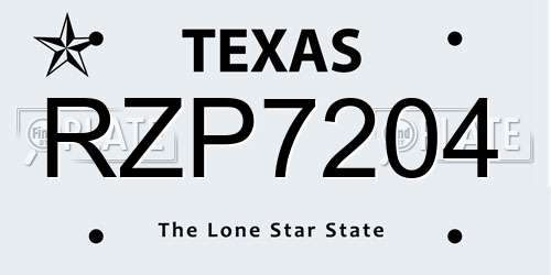 RZP7204 Texas License Plate