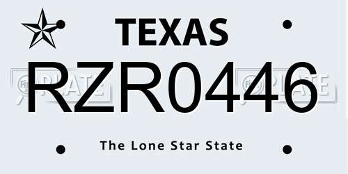 RZR0446 Texas License Plate