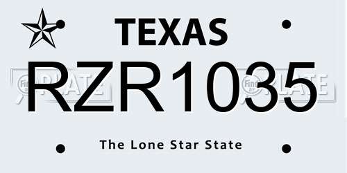 RZR1035 Texas License Plate