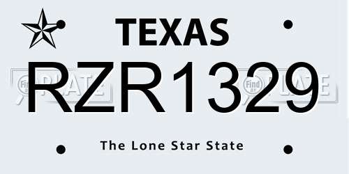 RZR1329 Texas License Plate