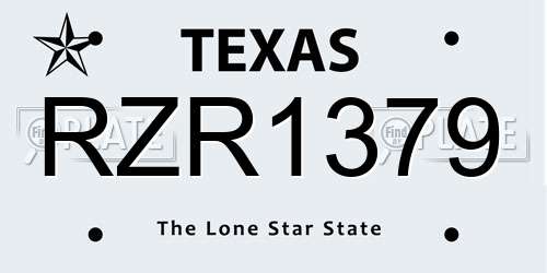 RZR1379 Texas License Plate