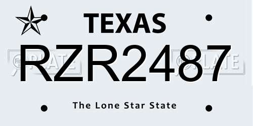 RZR2487 Texas License Plate