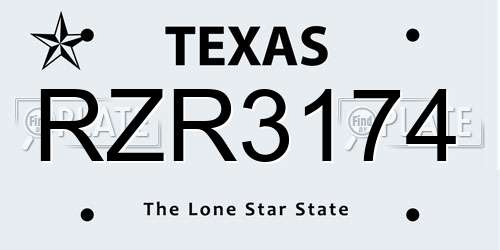 RZR3174 Texas License Plate