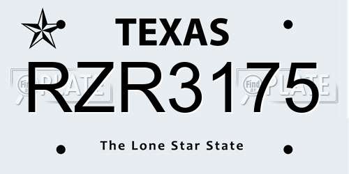 RZR3175 Texas License Plate