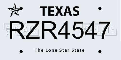 RZR4547 Texas License Plate