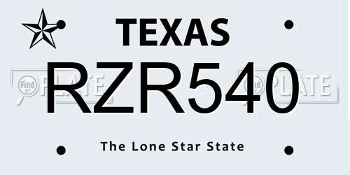 RZR540 Texas License Plate