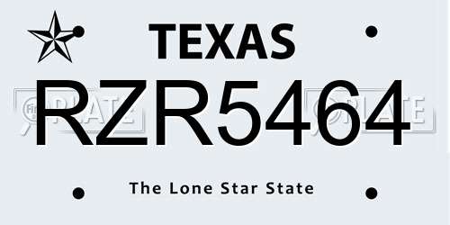 RZR5464 Texas License Plate
