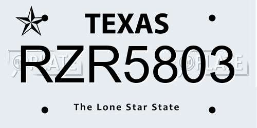 RZR5803 Texas License Plate