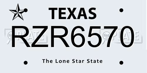 RZR6570 Texas License Plate