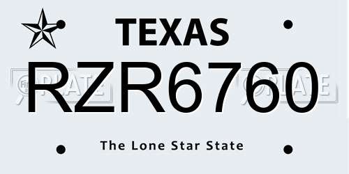 RZR6760 Texas License Plate