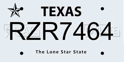 RZR7464 Texas License Plate