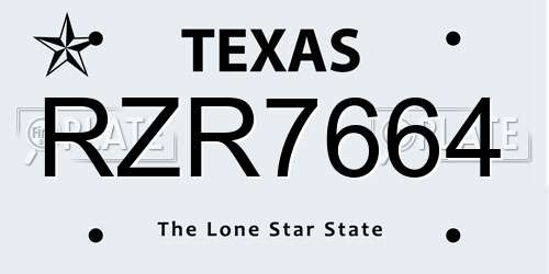 RZR7664 Texas License Plate