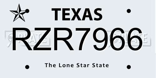 RZR7966 Texas License Plate