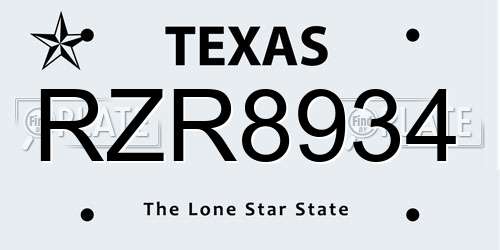 RZR8934 Texas License Plate