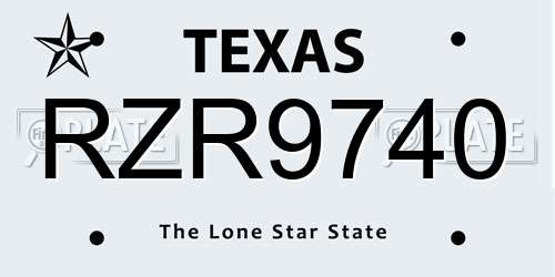 RZR9740 Texas License Plate