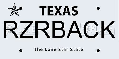 RZRBACK Texas License Plate