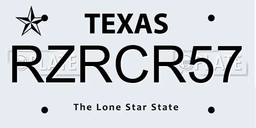 RZRCR57 Texas License Plate