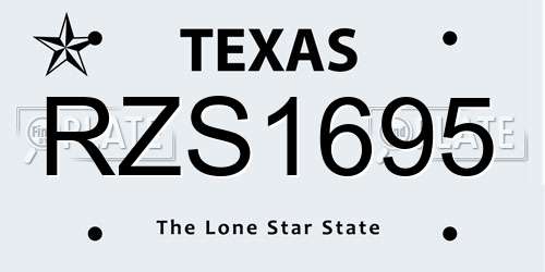 RZS1695 Texas License Plate