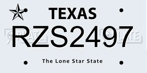 RZS2497 Texas License Plate