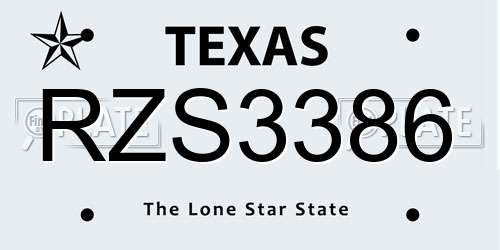 RZS3386 Texas License Plate