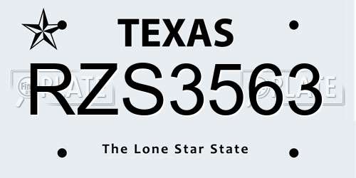 RZS3563 Texas License Plate