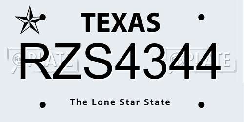 RZS4344 Texas License Plate