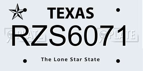 RZS6071 Texas License Plate