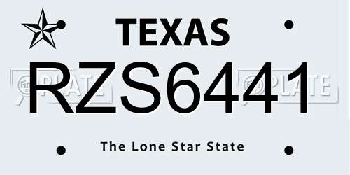 RZS6441 Texas License Plate