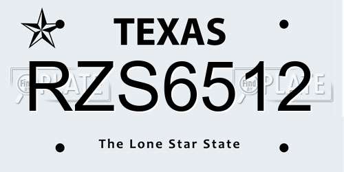 RZS6512 Texas License Plate
