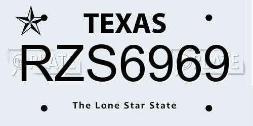 RZS6969 Texas License Plate