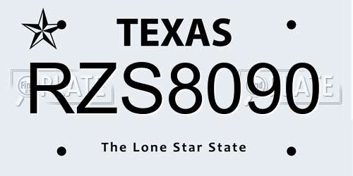RZS8090 Texas License Plate