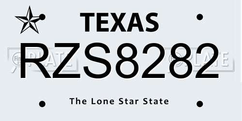 RZS8282 Texas License Plate
