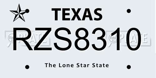 RZS8310 Texas License Plate