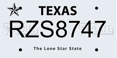 RZS8747 Texas License Plate