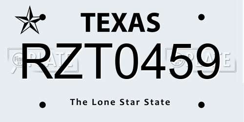 RZT0459 Texas License Plate
