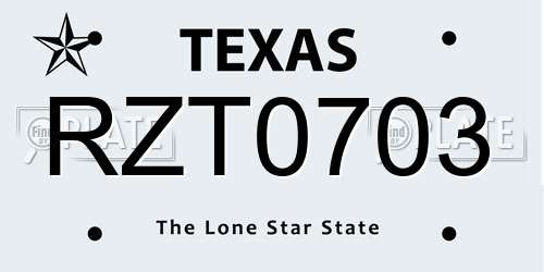 RZT0703 Texas License Plate