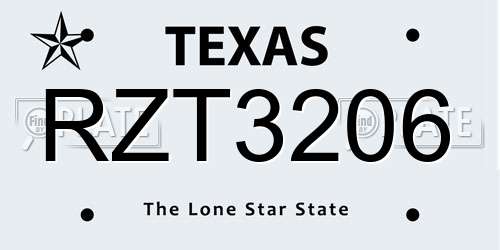 RZT3206 Texas License Plate