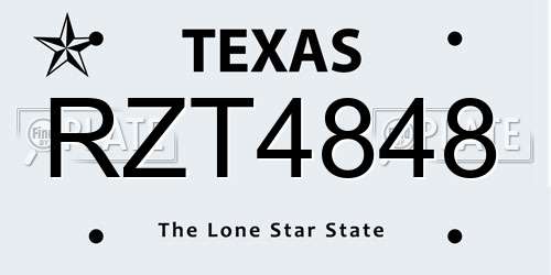 RZT4848 Texas License Plate