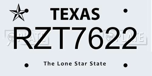 RZT7622 Texas License Plate