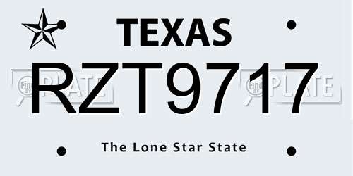 RZT9717 Texas License Plate