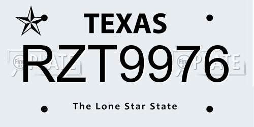 RZT9976 Texas License Plate
