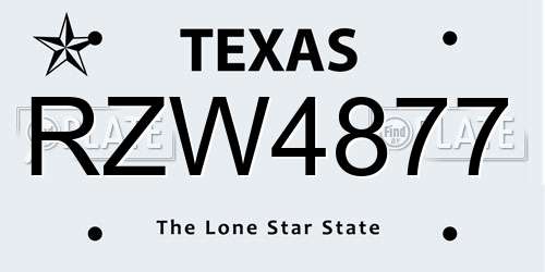 RZW4877 Texas License Plate