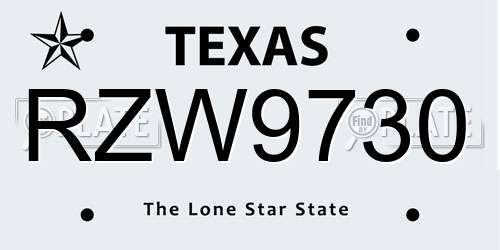 RZW9730 Texas License Plate
