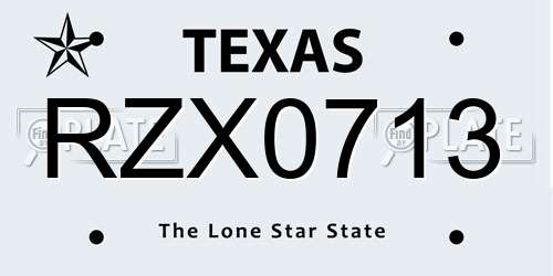 RZX0713 Texas License Plate