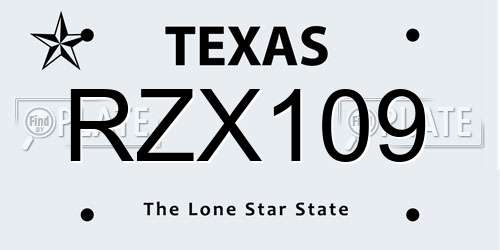 RZX109 Texas License Plate