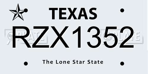 RZX1352 Texas License Plate