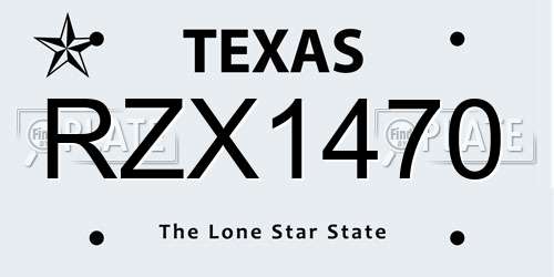 RZX1470 Texas License Plate