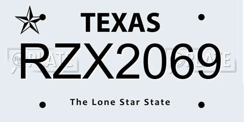 RZX2069 Texas License Plate