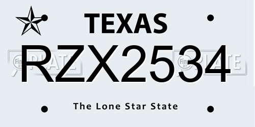 RZX2534 Texas License Plate