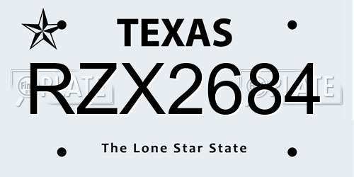 RZX2684 Texas License Plate